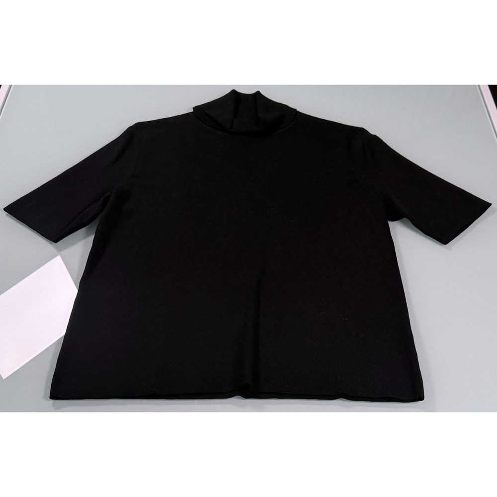 Anne Klein Half Sleeve Turtleneck Sweater Black Top Womens -Sz M Tag Reads AL - Picture 3 of 15